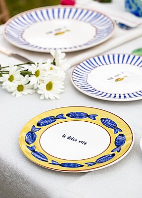 Balık Desenli Pasta Tabağı 6lı Set 19 cm (FSH0001) - The Mia