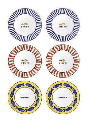Balık Desenli Pasta Tabağı 6lı Set 19 cm (FSH0001) - 4