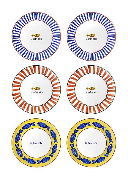 Balık Desenli Pasta Tabağı 6lı Set 19 cm (FSH0001) - 4
