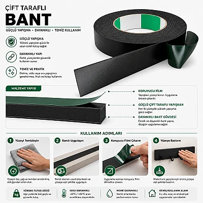 Sese Çift Taraflı Bant 20mm / 10 Metre (BA117) - 3