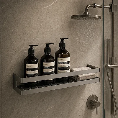 System Banyo Banyo Duş Raf Sistemi Füme Renk 40 cm (BA3001 043 BBN) - 5