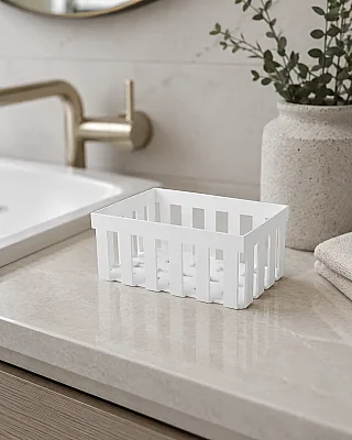 System Banyo Beyaz Renk Tezgah Üstü 20cm Banyo Havluluk Sepeti (BA2023 051 AL7) - 1