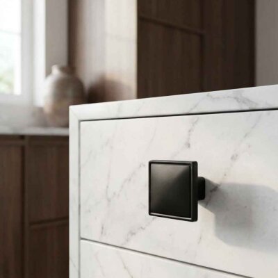 Özer Kristal Düz Siyah Düğme Kulp (B-20-D-02) - Özer