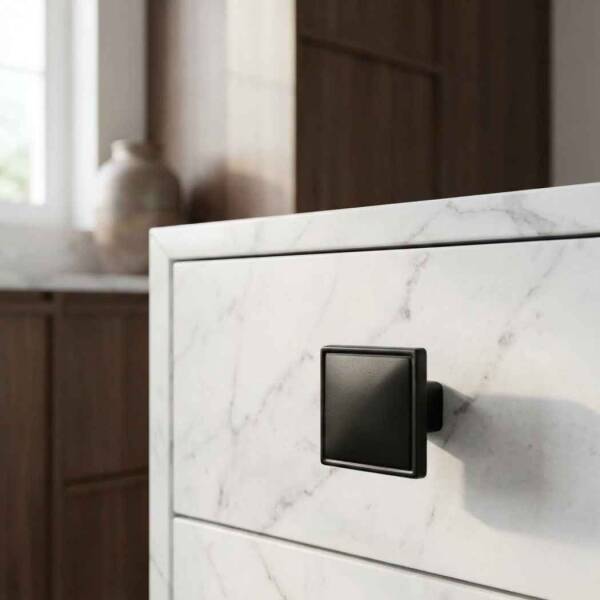 Özer Kristal Düz Siyah Düğme Kulp (B-20-D-02) - 1