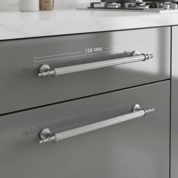 Bayraktar Yıldız Modeli Mobilya Kulbu Krom 128mm Kulp (B-38-128-18) - 3