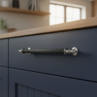 Bayraktar Yıldız Modeli Mobilya Kulbu Krom Siyah 160mm Kulp (B-38-160-18/02) - Bayraktar