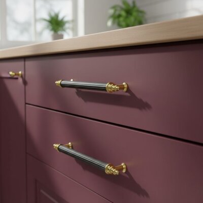 Bayraktar Yıldız Modeli Mobilya Kulbu Siyah Altın 96mm Kulp (B-38-96-02/22) - Bayraktar