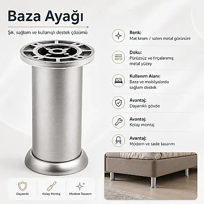 Eroğlu Baza Ayağı Eko Jumbo Mat Krom 15cm x 61mm Plastik (EA449) - Eroğlu (1)