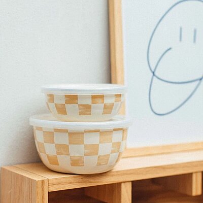 Beige Emaye İkili Kase Seti (EMAY5) - Emaylab