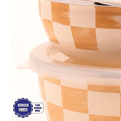 Beige Emaye İkili Kase Seti (EMAY5) - 4