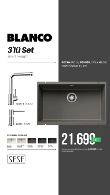 Blanco Rotan 700 U Volkan Gri 3 Lü Set (599 009) - 1
