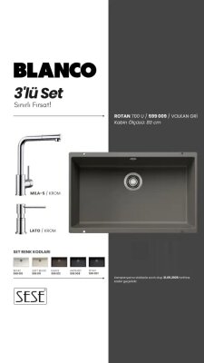 Blanco Rotan 700 U Volkan Gri 3 Lü Set (599 009) - Blanco