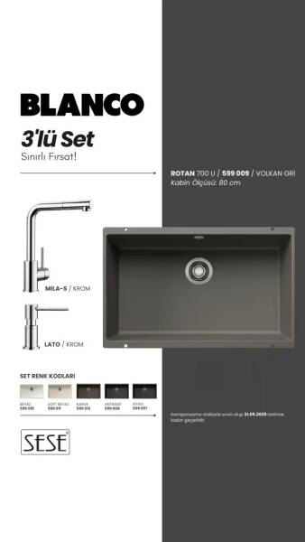 Blanco Rotan 700 U Volkan Gri 3 Lü Set (599 009) - 1