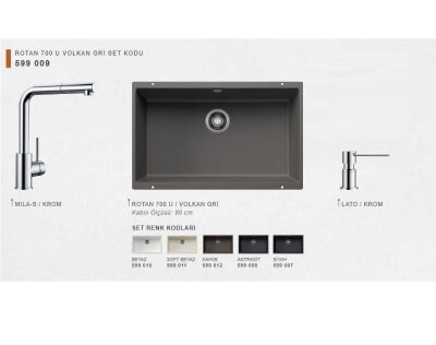 Blanco Rotan 700 U Volkan Gri 3 Lü Set (599 009) - Blanco (1)