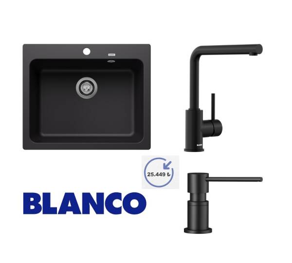 Blanco Naya 6 Siyah + Mila Spiralsiz Mat Siyah + Lato Mat Siyah Sabunluk 3lü Set Siyah (527 920) - 1