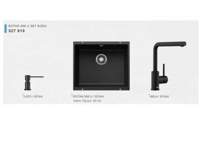 Blanco Rotan 500-U Siyah Mila Spiralsiz Mat Siyah Lato Mat Siyah Sabunluk (527 919) - Blanco (1)