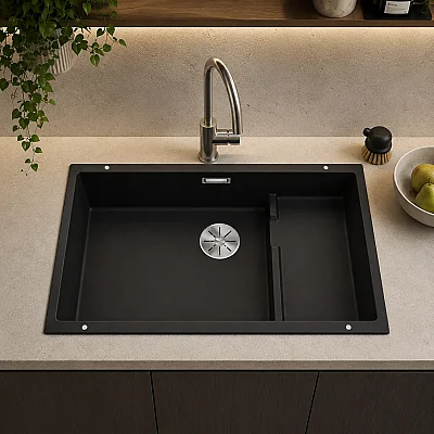 Blanco Subline Evye 700 U Level 1.5 Göz Damlalıksız Siyah Granit Eviye (526003) - 1
