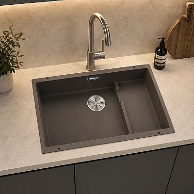 Blanco Subline 700 U Level Silgranit™ Tezgah Altı Evye 1.5 Göz Damlalıksız Volcano Gri Granit Eviye (527354) - 1
