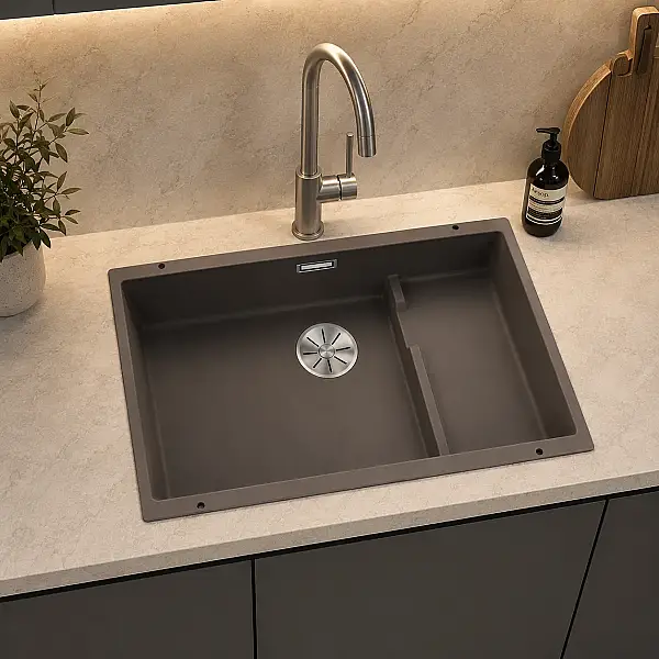 Blanco Subline 700 U Level Silgranit™ Tezgah Altı Evye 1.5 Göz Damlalıksız Volcano Gri Granit Eviye (527354) - 1