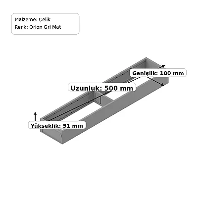 Blum Ambia Line M Çekmece Düzenleyici 100x500x51mm Orion Gri (ZC7S500RS1) - Blum (1)