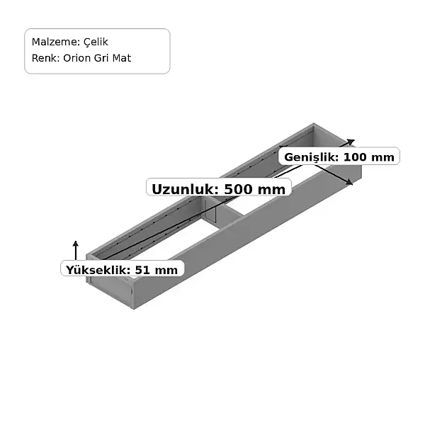 Blum Ambia Line M Çekmece Düzenleyici 100x500x51mm Orion Gri (ZC7S500RS1) - 2