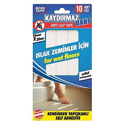Boss Tape Banyo Kaydırmazlık Bandı 19mm*20cm 10 Adet (BT-03003) - BOSS TAPE