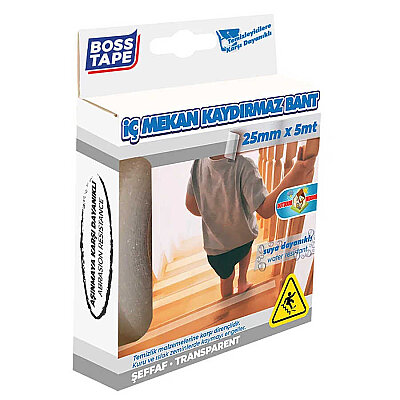 Boss Tape İç Mekan Şeffaf PVC Kaydırmazlık Bandı 25*5 mt (BT-10005) - BOSS TAPE