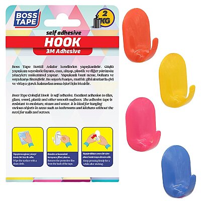 Boss Tape Kendinden Yapışkanlı Renkli Askı 4 Renkli Karışık (BT-11009) - BOSS TAPE (1)