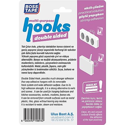 Boss Tape Tak Çıkar Askı Yapışkanlı beyaz 2li 40*40mm (BT-11015) - BOSS TAPE (1)