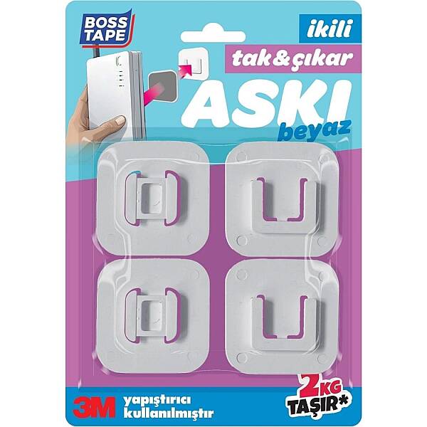 Boss Tape Tak Çıkar Askı Yapışkanlı beyaz 2li 40*40mm (BT-11015) - 1