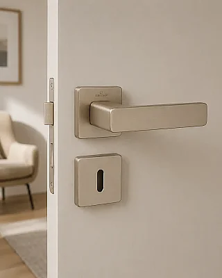 Flat Modeli Kare Rzoetli Oda Kapı Kolu Mat Nikel (C52189166204) - 1