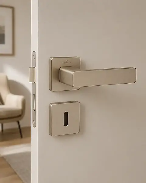 Flat Modeli Kare Rzoetli Oda Kapı Kolu Mat Nikel (C52189166204) - 1