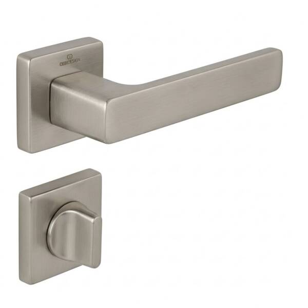 Çebi Flat Modeli Kare Rozetli WC Kapı Kolu Mat Nikel (C5218010 PC04) - 2