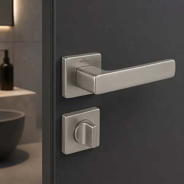 Çebi Flat Modeli Kare Rozetli WC Kapı Kolu Mat Krom (C5218010 PC05) - 2