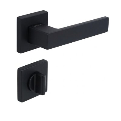 Flat Modeli Kare Rozetli WC Kapı Kolu Mat Siyah (C52189168224) - Çebi