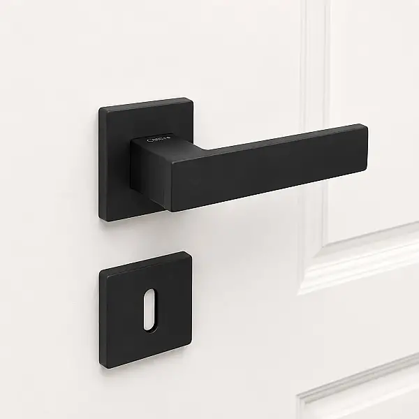 Çebi Flat Modeli Kare Rozetli Oda Kapı Kolu Mat Antrasit (C5218010 PC27) - 2