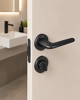 Çebi Leas Modeli Yuvarlak Rozetli Wc Kapı Kolu Mat Antrasit (C52699191227) - 1