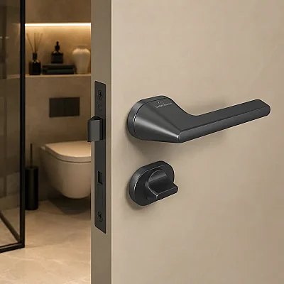 Çebi Talia Modeli Yuvarlak Rozetli Wc Kapı Kolu Mat Antrasit (C52769249227) - 1