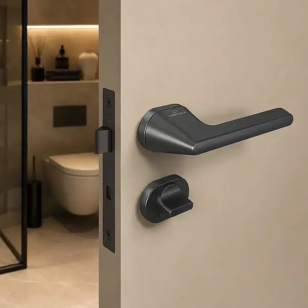 Çebi Talia Modeli Yuvarlak Rozetli Wc Kapı Kolu Mat Antrasit (C52769249227) - 1