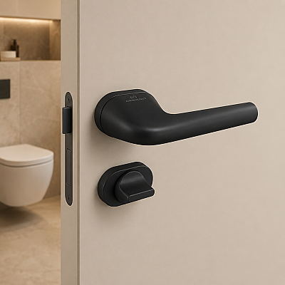 Çebi Rolle Modeli Yuvarlak Rozetli Wc Kapı Kolu Mat Siyah (C52779249224) - Çebi (1)
