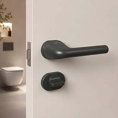 Çebi Rolle Modeli Yuvarlak Rozetli Wc Kapı Kolu Mat Antrasit (C52779249227) - 1