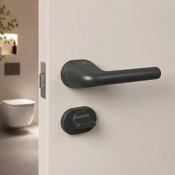 Çebi Rolle Modeli Yuvarlak Rozetli Wc Kapı Kolu Mat Antrasit (C52779249227) - 1