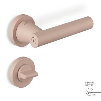 Çebi Pencil Modeli Yuvarlak Rozetli WC Kapı Kolu Rose Renk (C52919191213) - Çebi