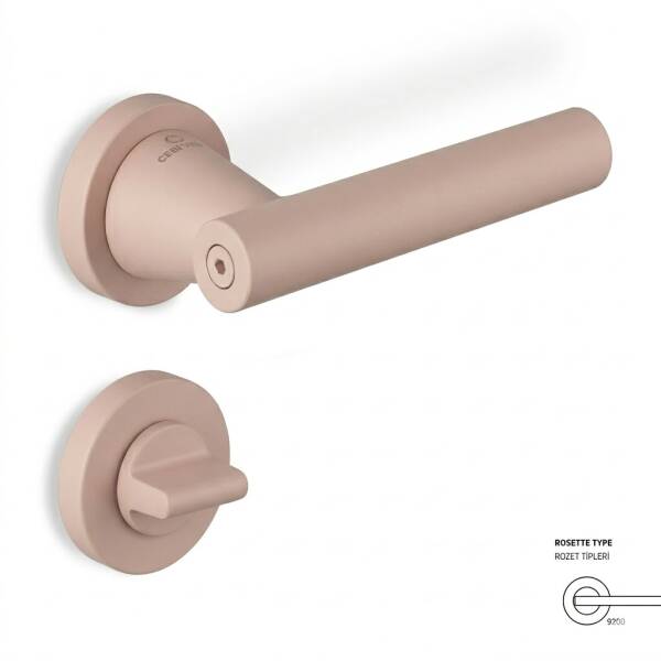 Çebi Pencil Modeli Yuvarlak Rozetli WC Kapı Kolu Rose Renk (C52919191213) - 1
