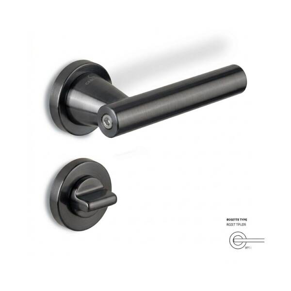 Çebi Pencil Modeli Yuvarlak Rozetli WC Kapı Kolu Mat Antrasit Renk (C52919191227) - 1