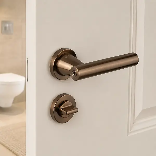 Çebi Pencil Modeli Yuvarlak Rozetli WC Kapı Kolu Metalik Kahve (C5291010 PC36) - 1