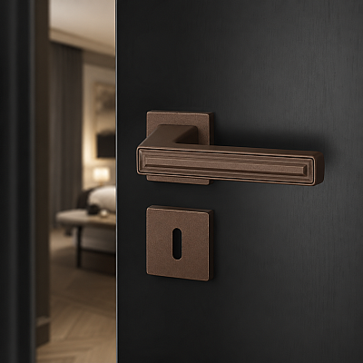 Çebi Grove Modeli Kare Rozetli Oda Kapı Kolu Metalik Bronz (C52949166229) - Çebi (1)