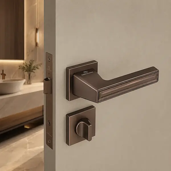 Çebi Grove Modeli Kare Rozetli Wc Kapı Kolu Metalik Bronz (C52949168229) - 1
