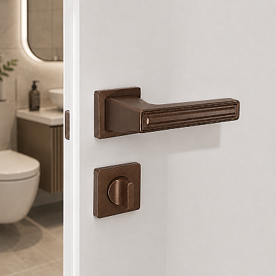 Çebi Grove Modeli Kare Rozetli Wc Kapı Kolu Metalik Bronz (C52949168229) - Çebi