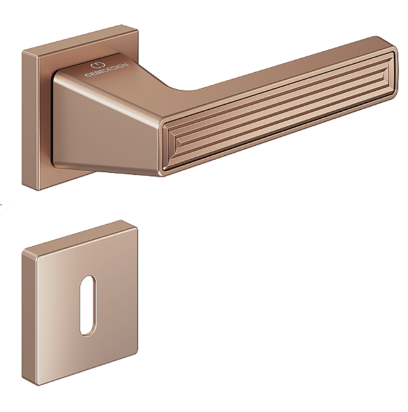 Çebi Stria Modeli Kare Rozetli Oda Kapı Kolu Rose Renk (C52959166213) - 2